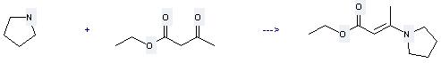 2-Butenoic acid,3-(1-pyrrolidinyl)-, ethyl ester, (2E)- can be prepared by pyrrolidine with acetoacetic acid ethyl ester.